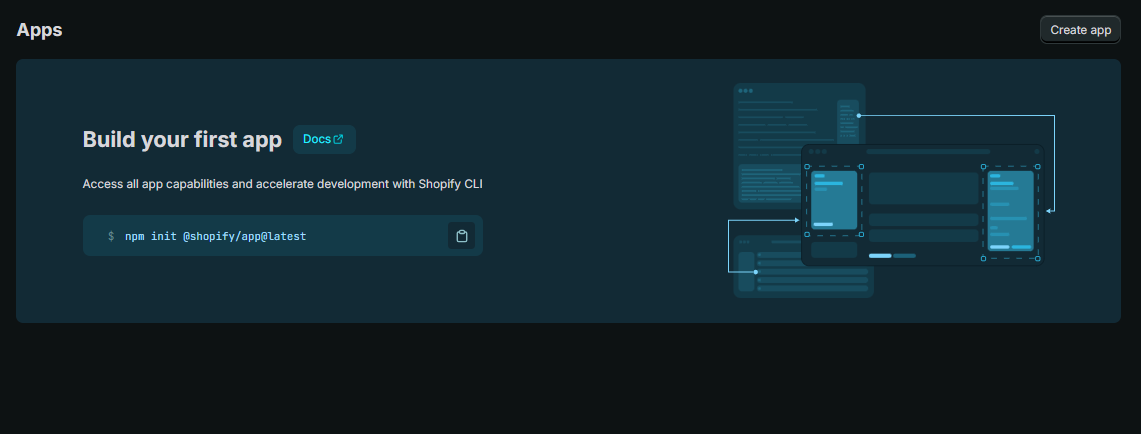 Dev Dashboard - Create app button